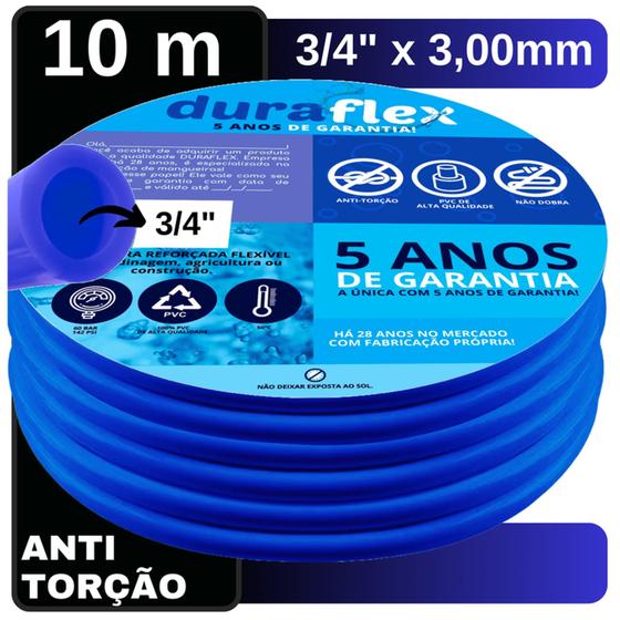 Imagem de Mangueira de Jardim Resistente 10 Metro 3/4" x 3mm Azul