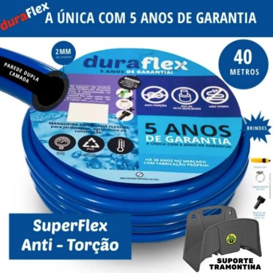 Imagem de Mangueira de Jardim Siliconada Azul 40 Mts + Suporte DuraFlex