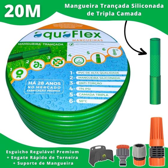 Imagem de Mangueira de Jardim Trançada 20 M + Suporte AquaFlex