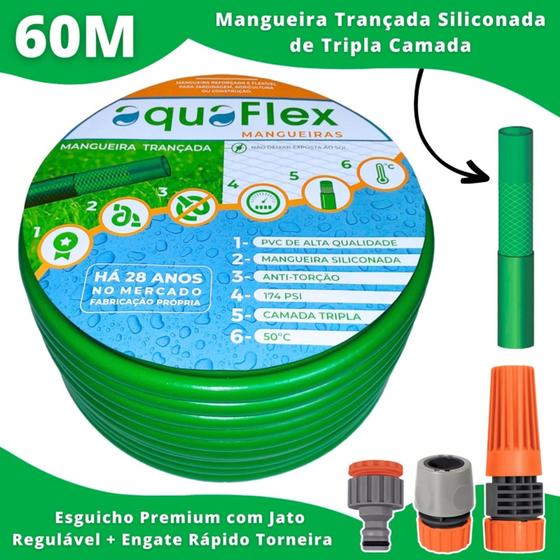 Imagem de Mangueira de Jardim Trançada Antitorção AquaFlex 60M