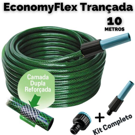Mangueira de Jardim Verde Trançada EconomyFlex - (COMPLETO) Menor preço em Mangueira de Jardim Verde Trançada EconomyFlex - (COMPLETO)