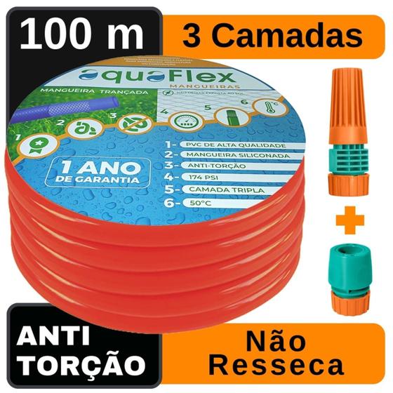 Imagem de Mangueira de Quintal AquaFlex Trançada Antitorção 100Mt.