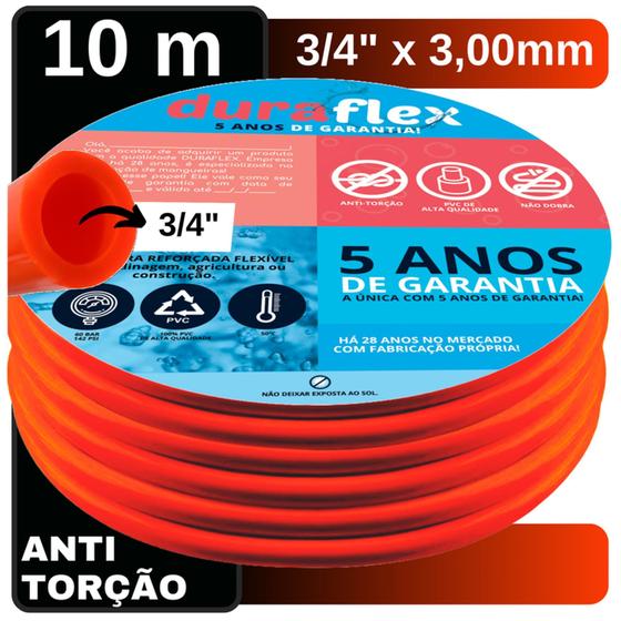 Imagem de Mangueira de Quintal Resistente 10 Metros 3/4" x 3mm Laranja