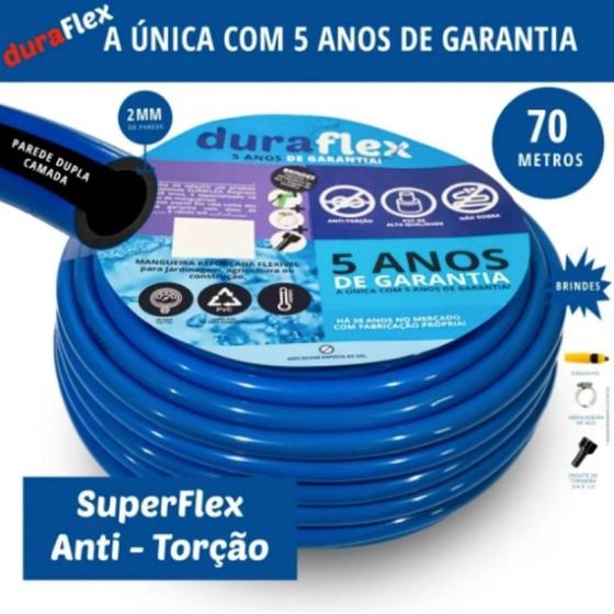 Imagem de Mangueira de Quintal Siliconada Azul 70 Mts DuraFlex