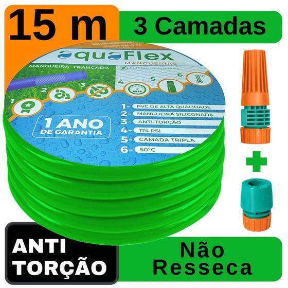 Imagem de Mangueira de Quintal Trançada Antitorção AquaFlex 15Mt.