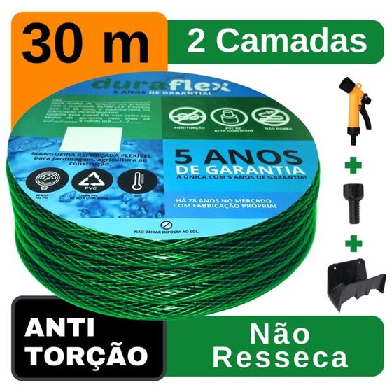 Imagem de Mangueira de Quintal Verde Trançada 30 Mts + Suporte - DuraFlex