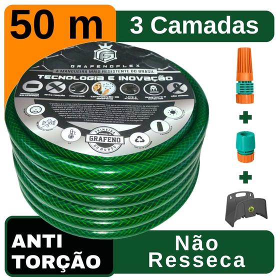 Imagem de Mangueira Doméstica 50 Mt + Suporte - GrafenoFlex Verde