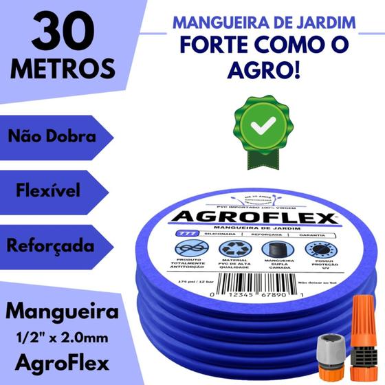 Imagem de Mangueira Doméstica AgroFlex 30Metros + Conjunto Tramontina