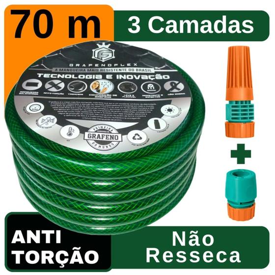 Imagem de Mangueira Doméstica Antitorção 70Metros - GrafenoFlex Verde