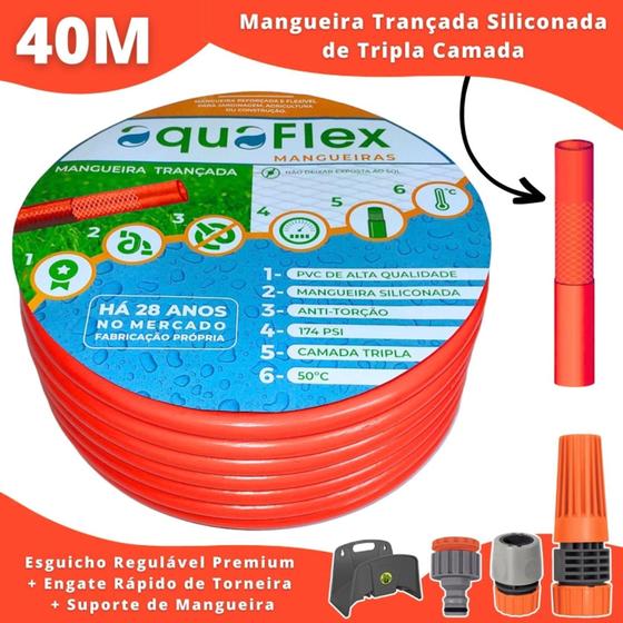 Imagem de Mangueira Doméstica AquaFlex Trançada 40 Mts. + Suporte