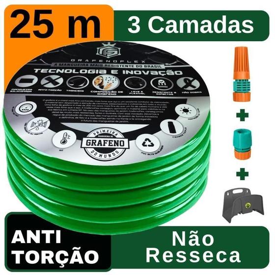 Imagem de Mangueira Doméstica Verde 25 M + Suporte