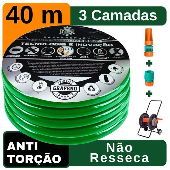 Imagem de Mangueira Doméstica Verde 40Metros + Carrinho