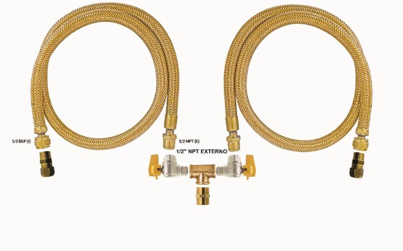 Imagem de mangueira dupla gás 1,2 mt embutir forno cooktop válvula 90º