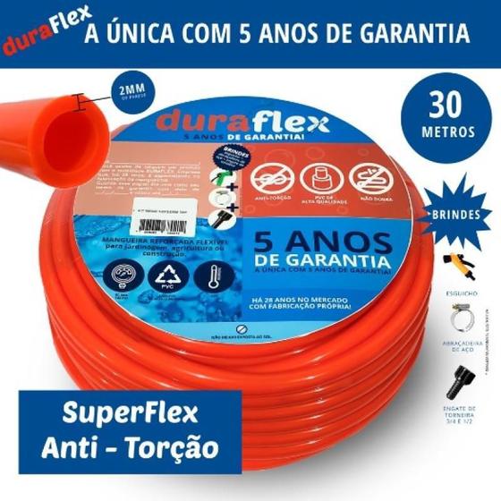 Imagem de Mangueira DuraFlex Laranja 1/2 x 2mm - PVC Importado - 30m