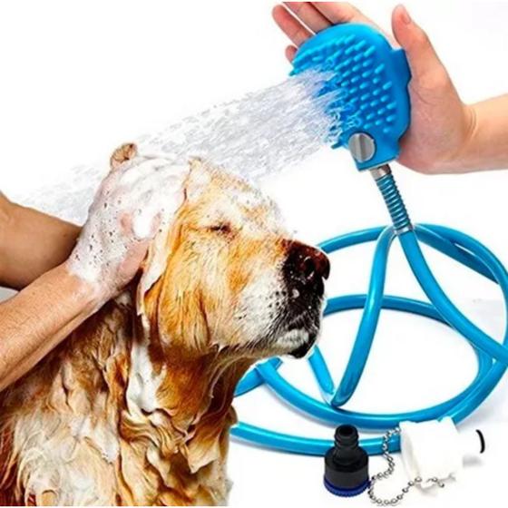 Imagem de Mangueira Escova Massageadora Ducha Para Banho De Cachorro E Gato Pet Shop Maleavel