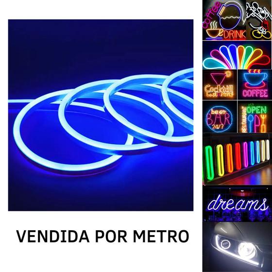 Mangueira Fita LED Neon Flex 12V Azul Metro IP67 Menor preço em Mangueira Fita LED Neon Flex 12V Azul Metro IP67