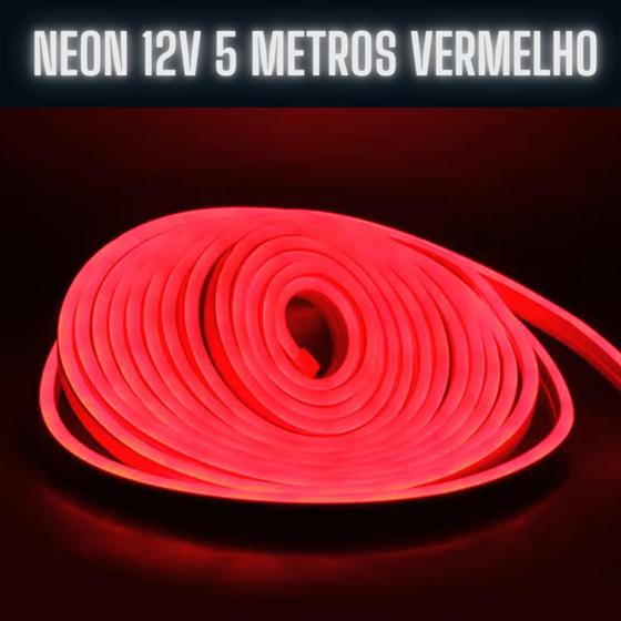 Imagem de Mangueira Fita LED Neon Flex 12V Vermelho 5 Metros IP67