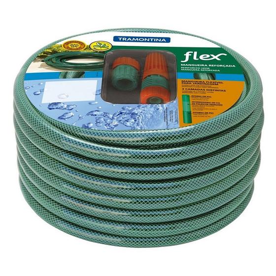 Imagem de Mangueira Flex com Engates Rosqueados e Esguicho Pvc Verde 1/2 -30mts. Tramontina