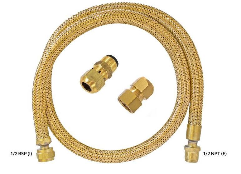 Mangueira Flexível Cobre Tombak Gás Fogão Cooktop 120cm + 2 Adaptadores