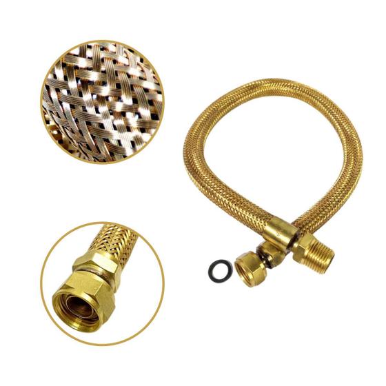 Mangueira flexível de gás 60cm Macho x Fêmea 1/2" Para Instalação de