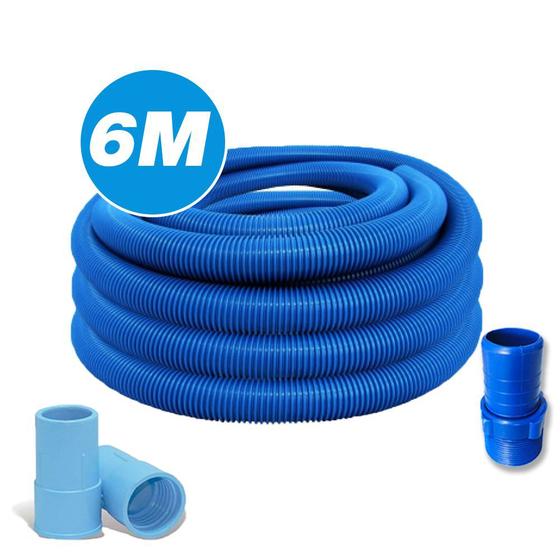 Imagem de Mangueira Flexível Flutuante Para Limpeza Piscinas 6M Com Ponteiras e Adaptador