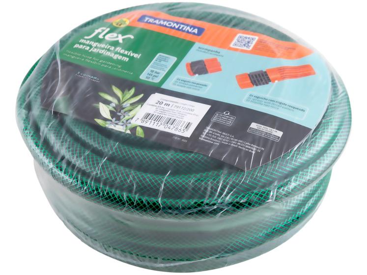 Mangueira Flexível Tramontina 20m Flex 79172200 - Engate Rosqueado com Esguicho Imagem de Mangueira Flexível Tramontina 20m Flex 79172200