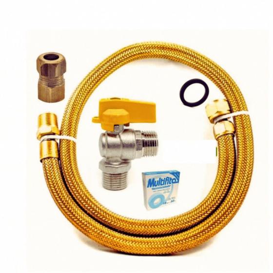 Mangueira Gas Encanado Completo Flexivel Adptador Veda rosca e Valvula Angular 0,80m - Quality Gas Imagem de Mangueira Gas Encanado Completo Flexivel Adptador Veda rosca e Valvula Angular 0,80m