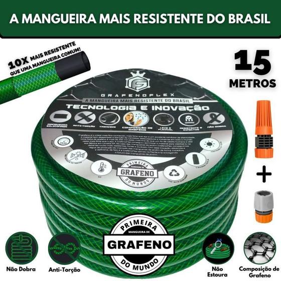 Imagem de Mangueira GrafenoFlex Verde 15m  Resistente e Flexível