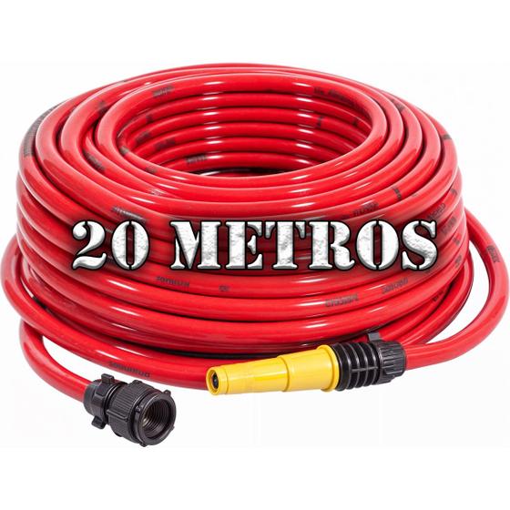 Imagem de Mangueira Jardim 20m Reforçada Anti-Dobra Resistente c/ Conector e Esguicho Completa Nove54
