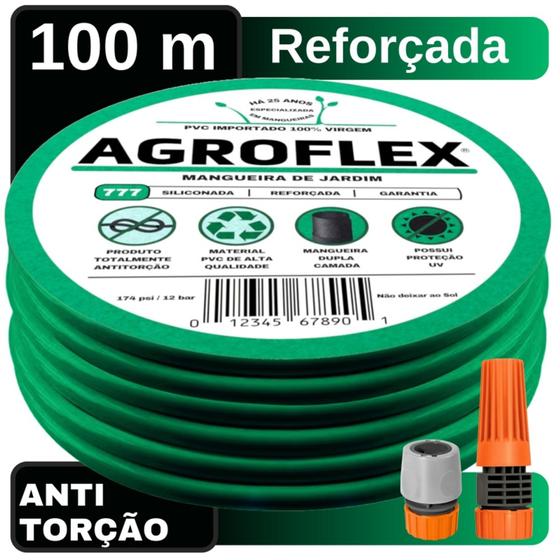 Imagem de Mangueira Jardim AgroFlex 100 Metros e Kit Esg. Tramontina