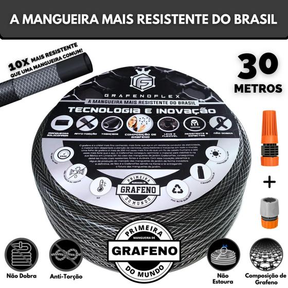 Mangueira Jardim Anti-Torção Tripla Camada 30 M - GrafenoFlex Grafitte Menor preço em Mangueira Jardim Anti-Torção Tripla Camada 30 M - GrafenoFlex Grafitte