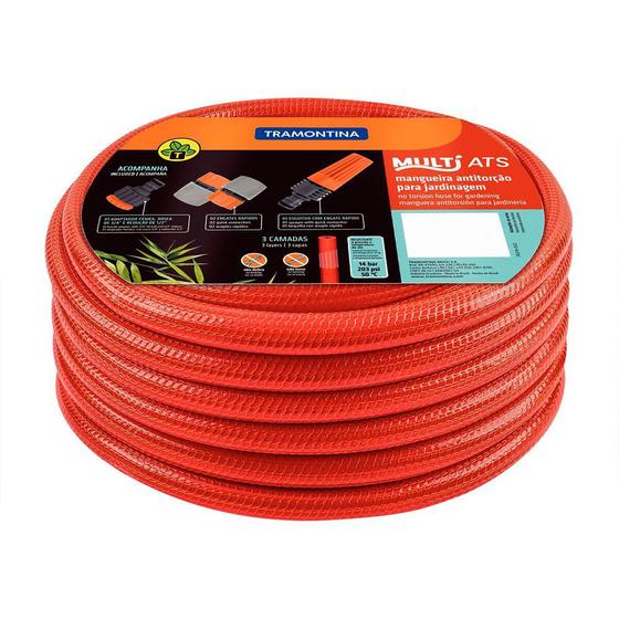 Mangueira Jardim Antitorção Multi ATS 1/2" Tramontina em PVC 3 Camadas com Engates Rápidos e Esguicho 79248/303 Menor preço em Mangueira Jardim Antitorção Multi ATS 1/2" Tramontina em PVC 3 Camadas com Engates Rápidos e Esguicho 79248/303