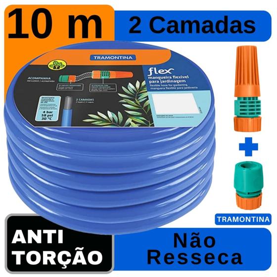 Imagem de Mangueira Jardim Antitorção TramontinaFlex Siliconada Azul 10 Metro