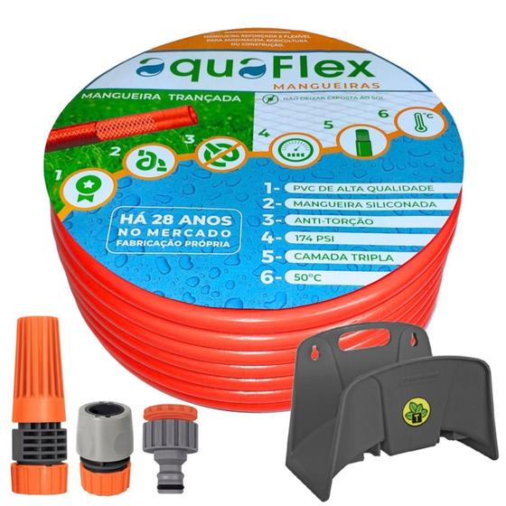 Imagem de Mangueira Jardim AquaFlex Antitorção 50Mts + Suporte