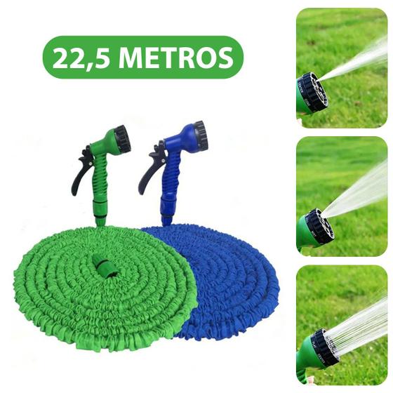 Imagem de Mangueira Jardim Expansível 22,5 Metros Resistente Jatos D Água Cor:Azul