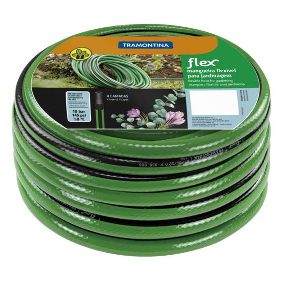 Imagem de Mangueira Jardim Flex 30 Metros Resistente Verde Tramontina