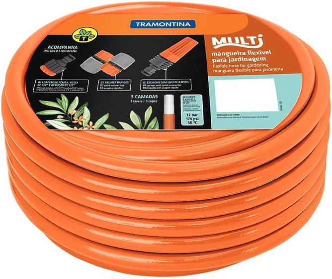 Imagem de Mangueira Jardim Flex PVC 15 metros Laranja 79212/151 - Tramontina