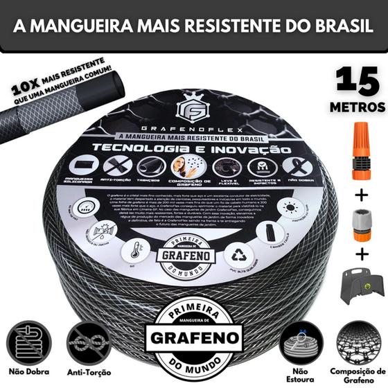 Imagem de Mangueira Jardim Super Flexível 15Mt + Suporte - GrafenoFlex Grafitte