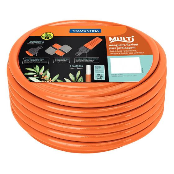 Imagem de Mangueira Multi 1/2" Laranja PVC 20MT 79212201 Tramontina