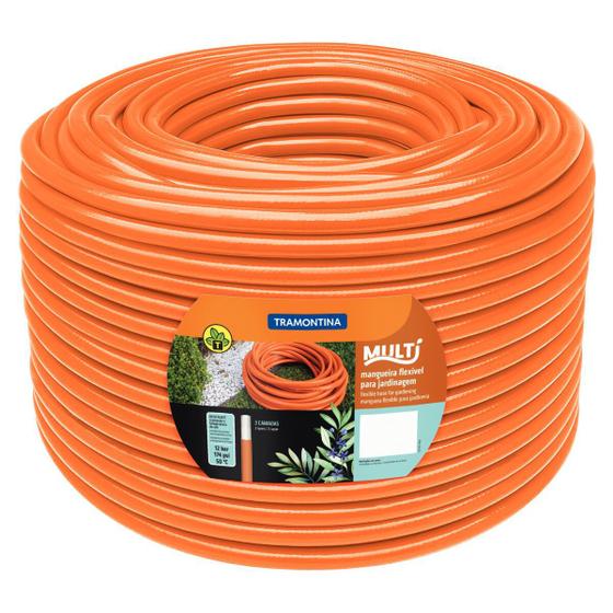 Mangueira Multi 1/2" Tramontina Laranja em PVC 3 Camadas 50 m Menor preço em Mangueira Multi 1/2" Tramontina Laranja em PVC 3 Camadas 50 m