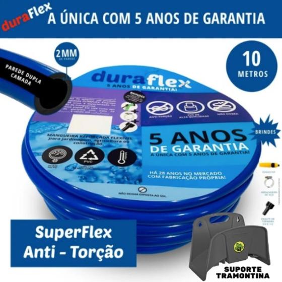 Imagem de Mangueira para Casa Siliconada Azul 10 M + Suporte DuraFlex