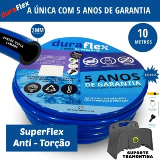 Imagem de Mangueira para Casa Siliconada Azul 10 Mt + Suporte DuraFlex