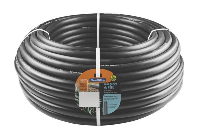 Imagem de Mangueira para irrigacao 3 4 preta em pebd 1 camada 100 m - 2,0 mm tramontina