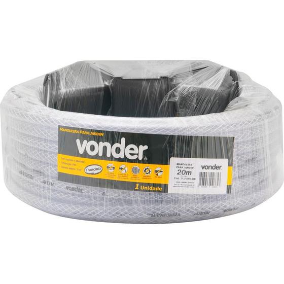 Mangueira para jardim 7/16" transparente trancada suporte com 20 metros - Vonder Menor preço em Mangueira para jardim 7/16" transparente trancada suporte com 20 metros - Vonder