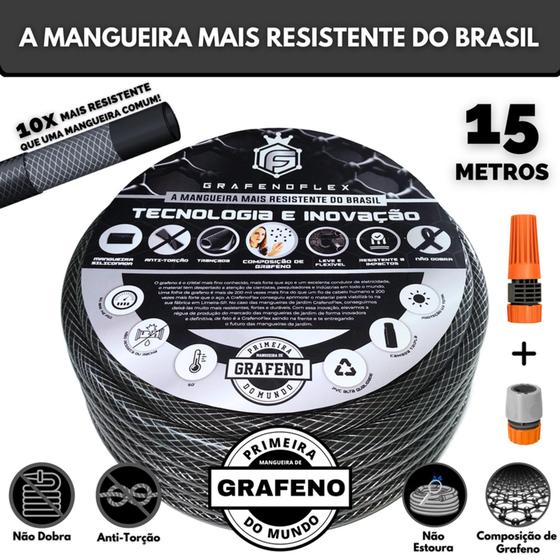 Mangueira para Jardim Antitorção 15 Metros - GrafenoFlex Grafitte Menor preço em Mangueira para Jardim Antitorção 15 Metros - GrafenoFlex Grafitte