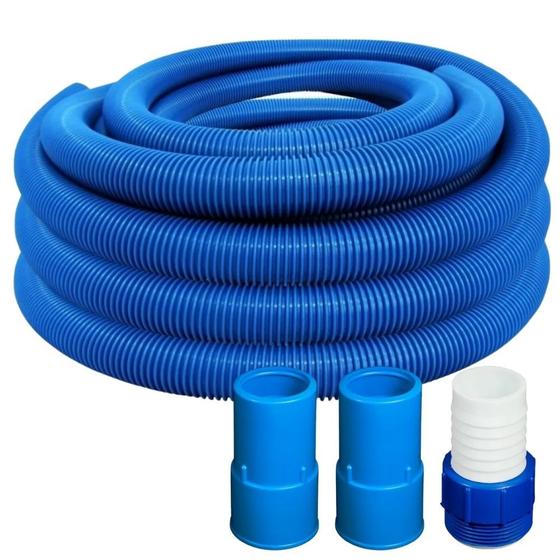 Imagem de Mangueira para Limpeza de Piscinas Flexível Flutuante 10 Metros com 02 Ponteiras e 01 Adaptador para Aspiração