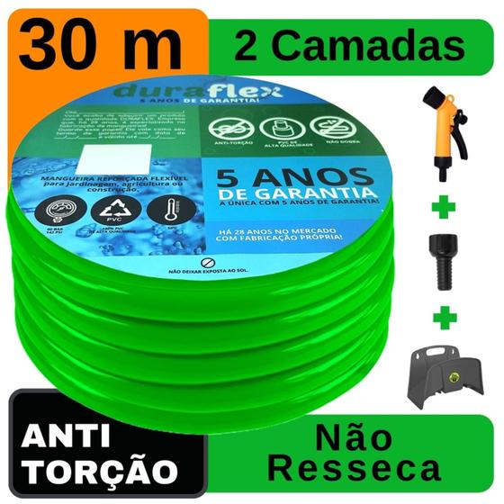 Imagem de Mangueira para Quintal Siliconada Verde 30Mt + Suporte DuraFlex