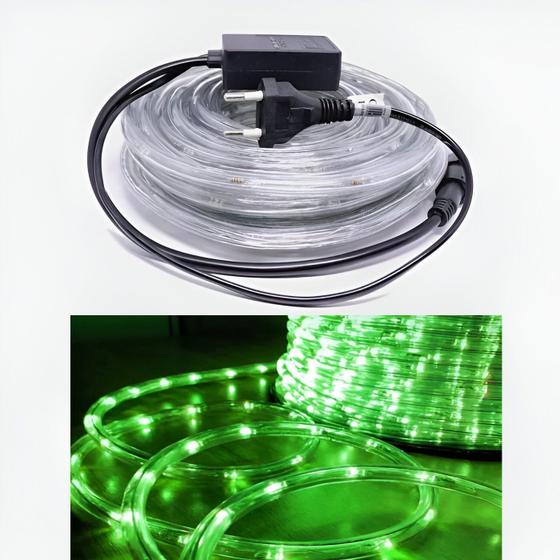 Imagem de Mangueira Rolo Pisca Led Luzes Fria 8 Funções Verde 10m 220v