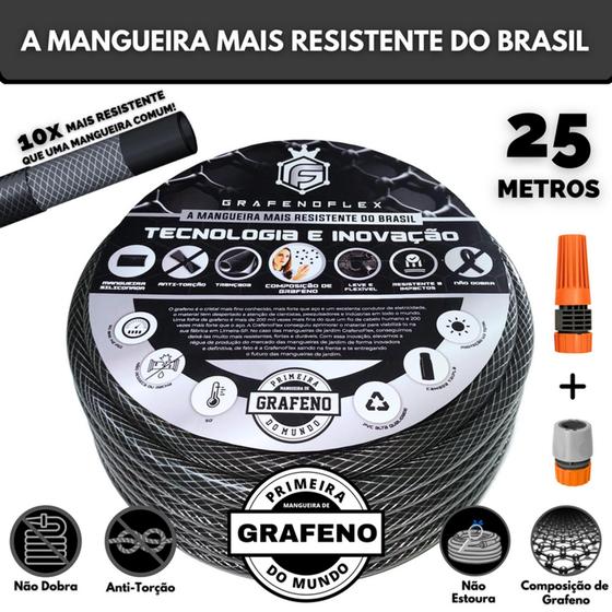 Imagem de Mangueira Super Flexível e Ultra Resistente 25 Mt. - GrafenoFlex Grafitte