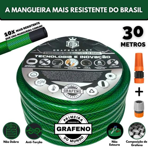 Imagem de Mangueira Super Flexível e Ultra Resistente 30Mt. - GrafenoFlex Verde